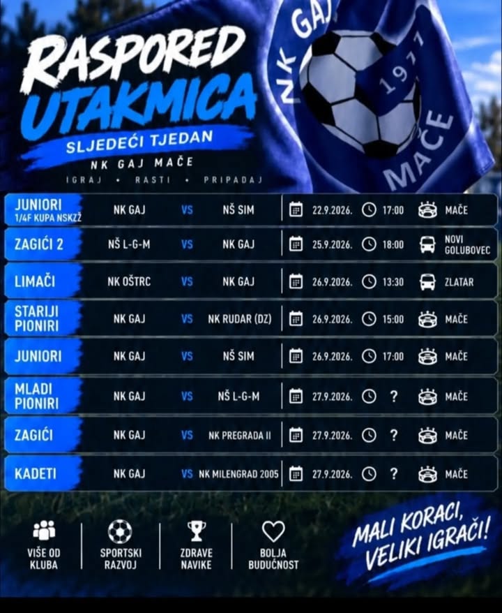 RASPORED UTAKMICA 22.9.-27.9📆💙